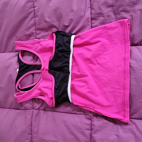 Hot Barbie Pink Brasil Sul Tank top with built-in sports bra. Size S/M - Picture 4 of 5